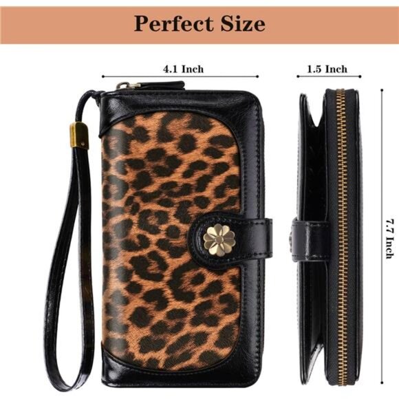 Wallets Multi Card Holder Clutch Leopard - Picture 5 of 7